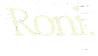 the word roni is written on a black background